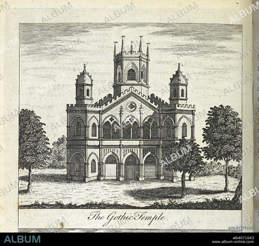 'The Gothic temple'. [Stowe. A description of the House and Gardens of ... Richard East Temple ... embellished with a general plan of the Gardens, and also a separate plan of each Building ... A new edition, etc.]. Buckingham : B. Seeley, 1788. Source: 10360.c.15 plate opposite page 33.