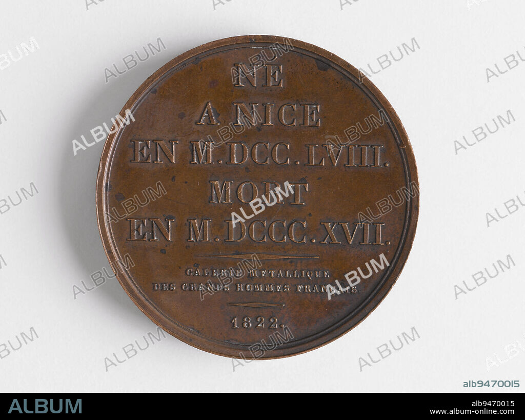 André Masséna (1758-1817), Duke of Rivoli, Prince of Essling, Marshal of the Empire (1804), 1822, Gatteaux, Jacques-Edouard, Engraver in medals, In 1822, Numismatics, Medal, Dimensions - Work: Diameter: 4 cm, Weight (type dimension): 38.13 g.