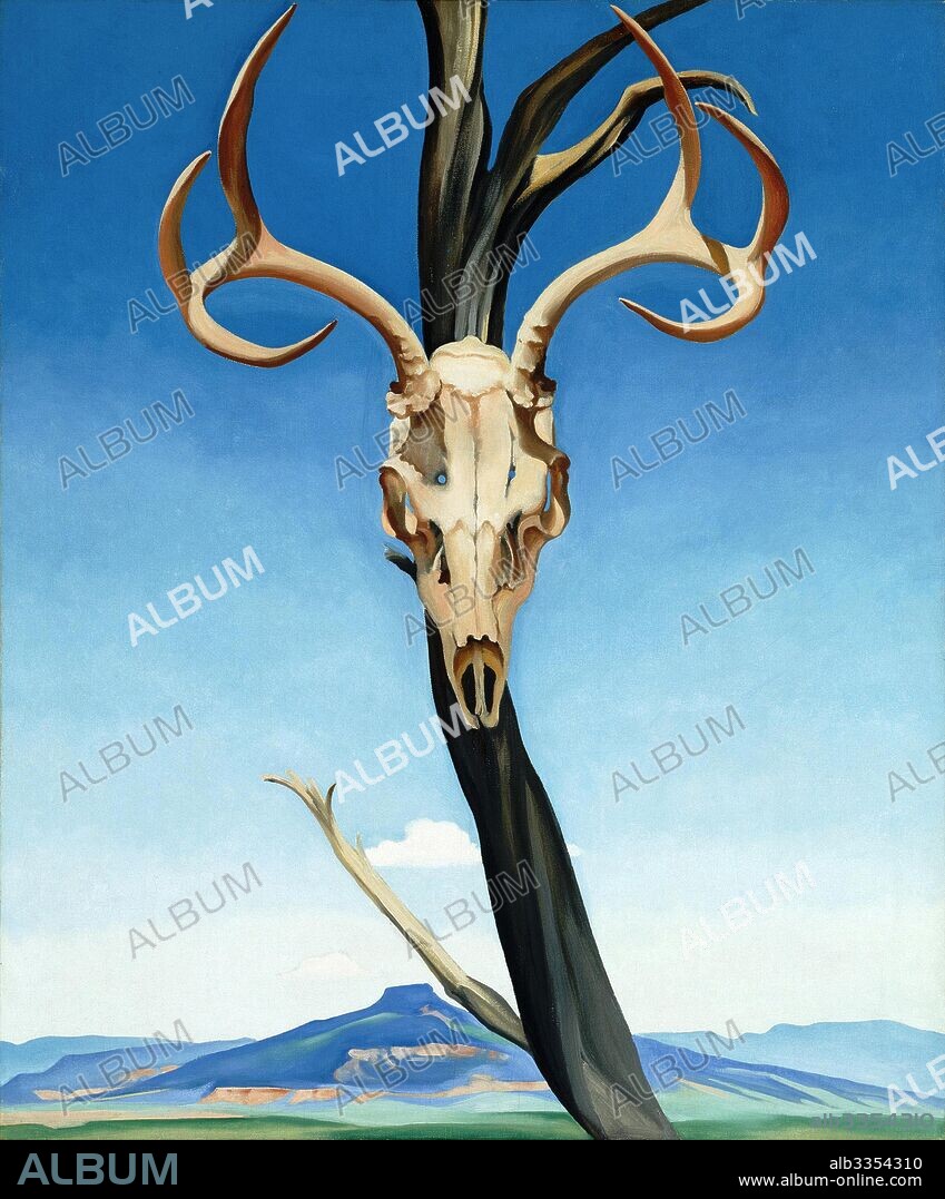 GEORGIA O'KEEFFE. Deer's Skull with Pedernal.