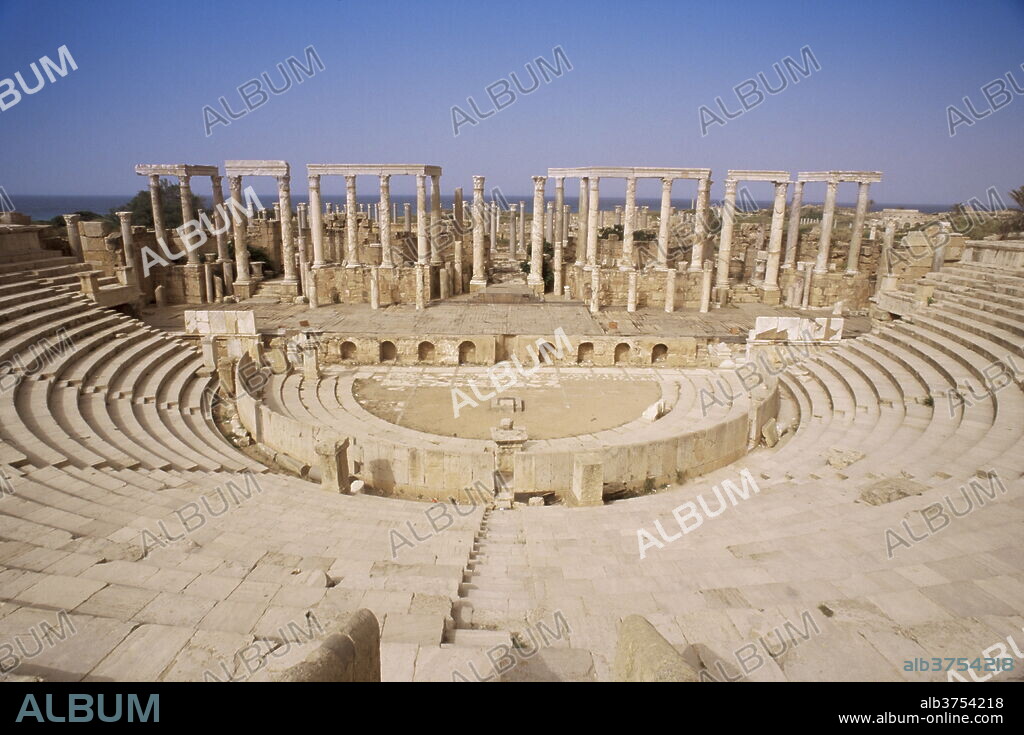 The theatre, Leptis Magna, UNESCO World Heritage Site, Libya, North Africa, Africa.