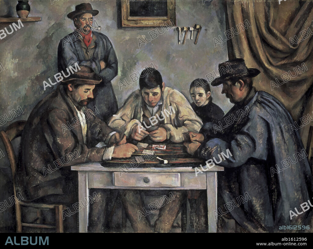PAUL CÉZANNE. The Card Players  (Les Joueurs de Cartes)  1890-1892  Paul Cezanne (1839-1906 French)  Oil on canvas  Barnes Foundation, Merion, Pennsylvania, USA.