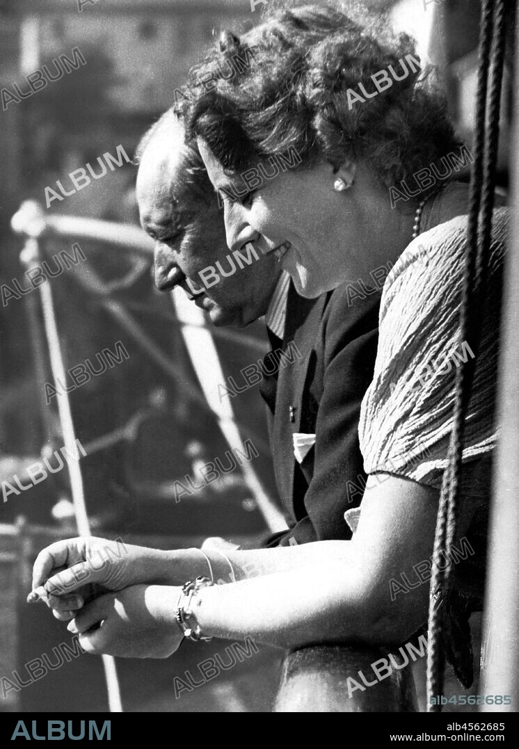 Guglielmo marconi and the second wife maria cristina bezzi scali. 1936.