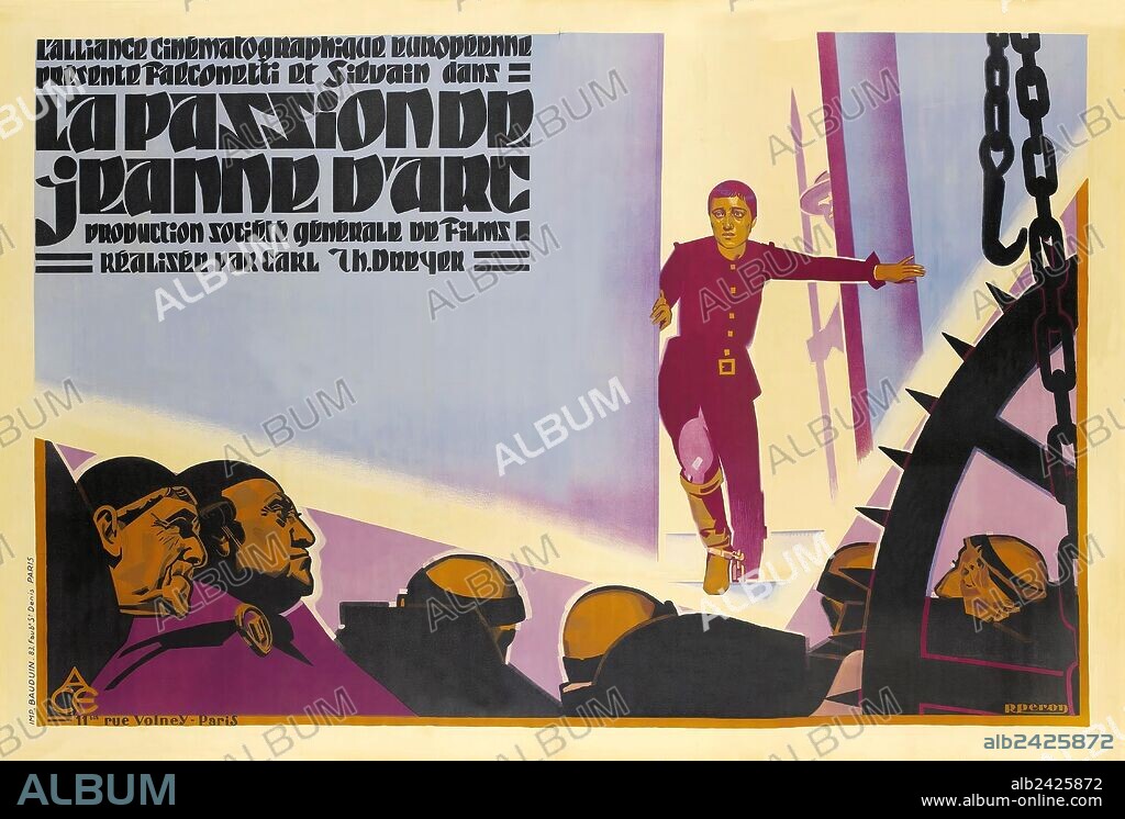 Poster de LA PASIÓN DE JUANA DE ARCO, 1928 (LA PASSION DE JEANNE D'ARC), dirigida por CARL THEODOR DREYER. Copyright SOCIETE GENERALE DE FILMS.