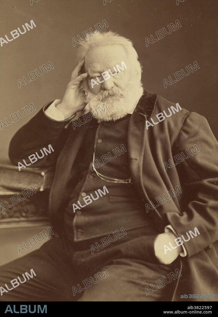 The French Romantic novelist and poet Victor Hugo (1802 - 1885). Photographed circa 1872-1885 by Nadar, Gaspard FÃ©lix Tournachon (French, 1820 - 1910) and Paul Nadar (French, 1856 - 1939). Albumen silver print.