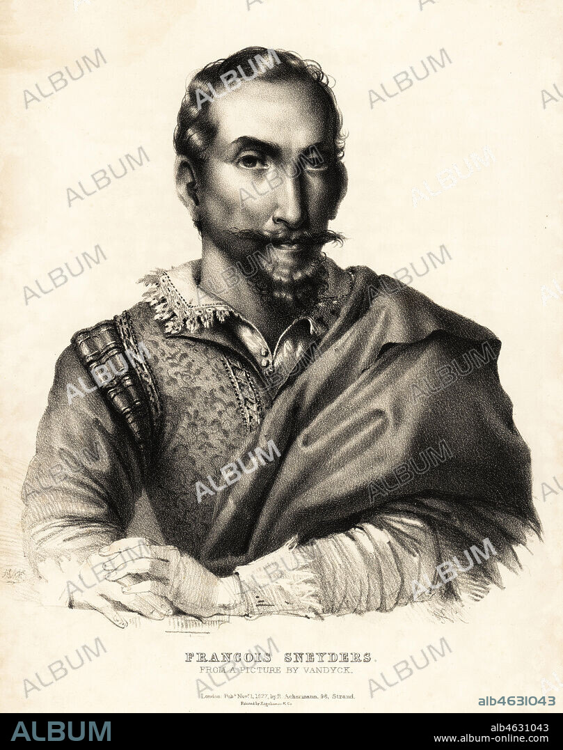 Frans Snyders or Frans Snijders, Flemish painter 1579-1657. Francois Sneyders. From a picture by van Dyck. Lithograph after a drawing by HVH from Portraits of the most celebrated painters of all the schools, Ackermann, London, 1827.