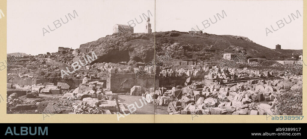Panorama of the ruins of Eleusys, G 46. Panorama of the ruins of Eleusys on the Bay of Salamis (this is where the mysteries were held). (title on object), Greece (series title), The photograph is part of the series of photographs of Greece collected by Richard Polak., anonymous, Athene, Netherlands, c. 1895 - c. 1915, photographic support, paper, collotype, height 221 mm × width 586 mmheight 461 mm × width 1104 mm.