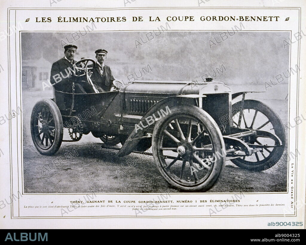 In 1905, the last of the six Gordon-Bennett Cup Races, took place in France on July 5 over a 137 km mountainous circuit in the Auvergne near to Clermont-Ferrand. Frenchman Leon Thery (left), on a 96 hp Richard-Brasier won for the second year in a row.