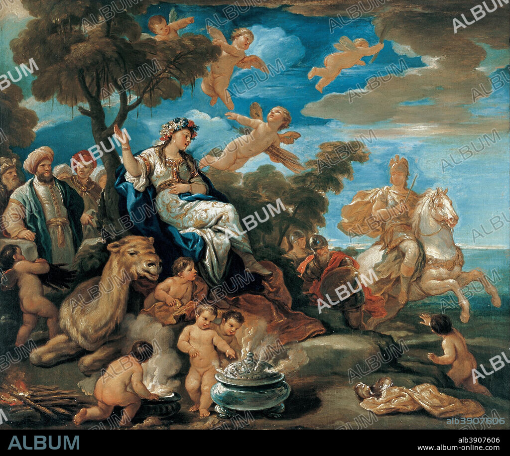 COPY OF LUCA GIORDANO. Series of the Four Parts of the World. Asia. Date/Period: 1634 - 1705. Painting. Oil on canvas. Height: 600 mm (23.62 in); Width: 750 mm (29.52 in).