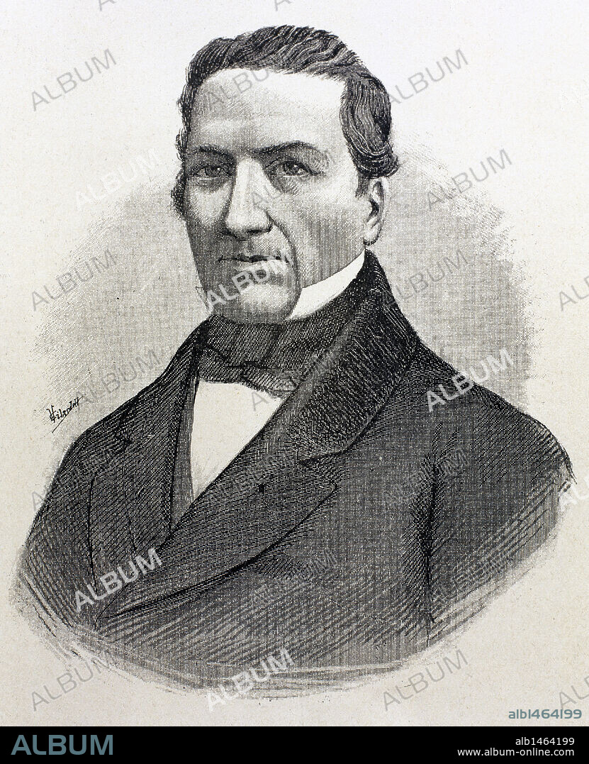 SANTA CRUZ, Andrés (1792-1865). Mariscal y político boliviano. Grabado de "Americanos célebres" (1888) .