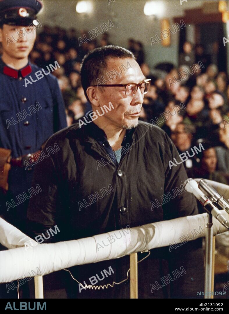 Special court starts hearing the case of 'Lin Biao, Jiang Qing Counter-Revolutionary Cliques'. Zhang Chunqiao, one of the 'Gang of Four', in the dock during the trial. November 25, 1980. (Photo by: Sovfoto/UIG via Getty Images).