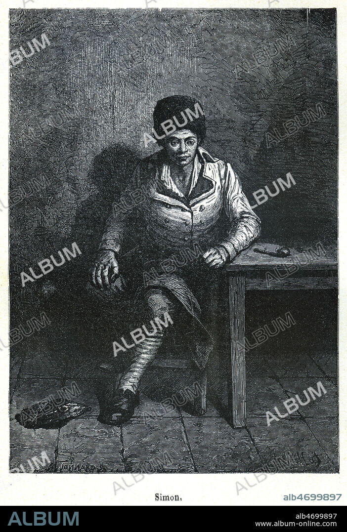 Antoine SIMON ANTOINE (1736-1794) gardien du duphin LOUIS XVII. Illustration de 1795 reprise dans Louis XVII sa vie, son martyr par P-A CHANGEUR vers 1890. Credit : Collection KHARBINE-TAPABOR.
