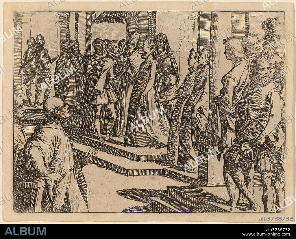 RAFFAELLO SCHIAMINOSSI. The Betrothal of Margaret of Austria to Philip III, King of Spain. Dated: 1612. Medium: etching.