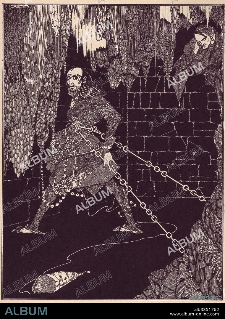 HARRY CLARKE. Illustration for the story "The Cask of Amontillado" by Edgar Allan Poe.