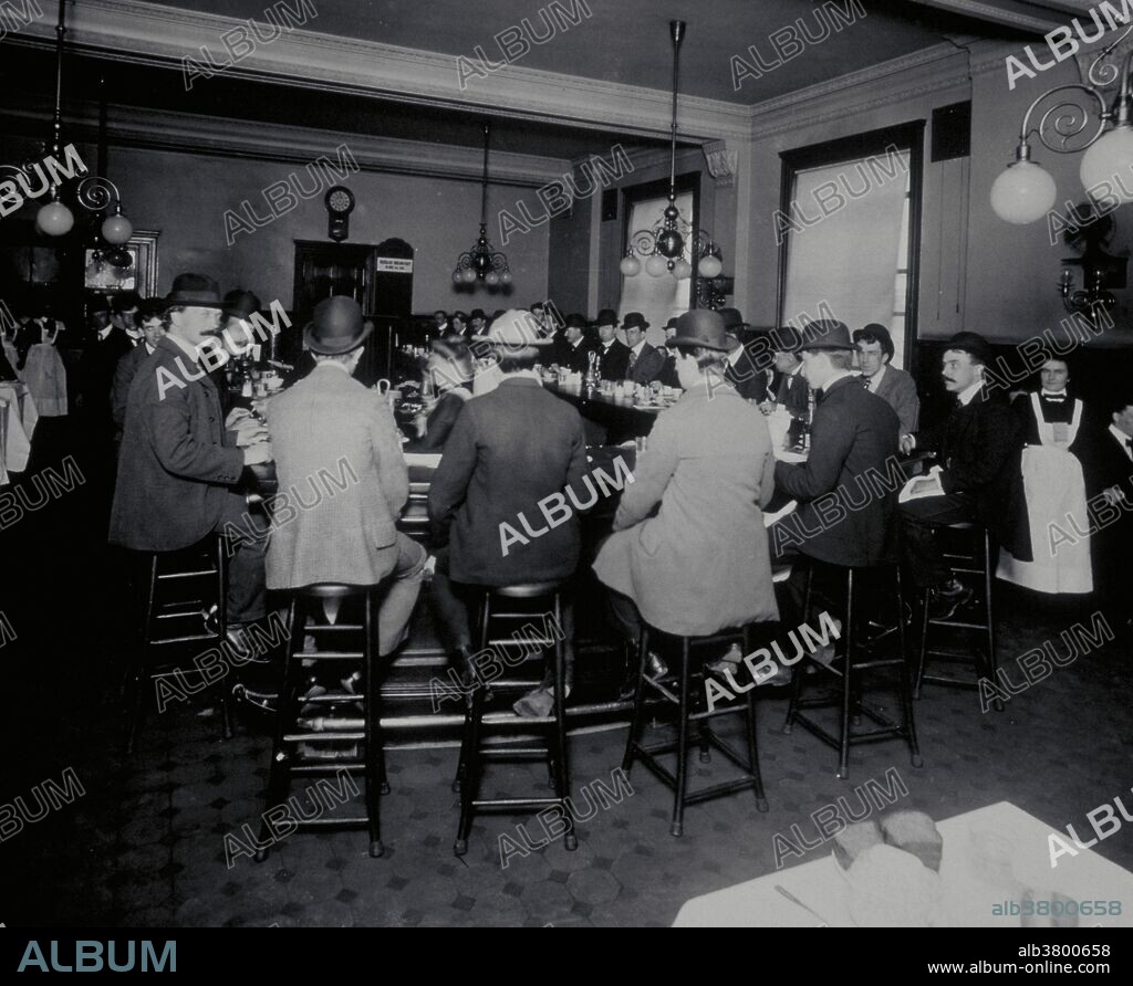 YMCA restaurant circa 1900. The Young Men's Christian Association was founded in London in 1844 by Sir George Williams in response to the "unhealthy social conditions" (such as gambling and drinking) arising in cities at the end of the Industrial Revolution. The YMCA attempted to combat idleness among young workers through Bible studies and prayer meetings. The first U.S. YMCA started in Boston in 1851, and although thousands of women worked in YMCA canteens, they were not admitted to full membership in the U.S. YMCAs until after World War II.