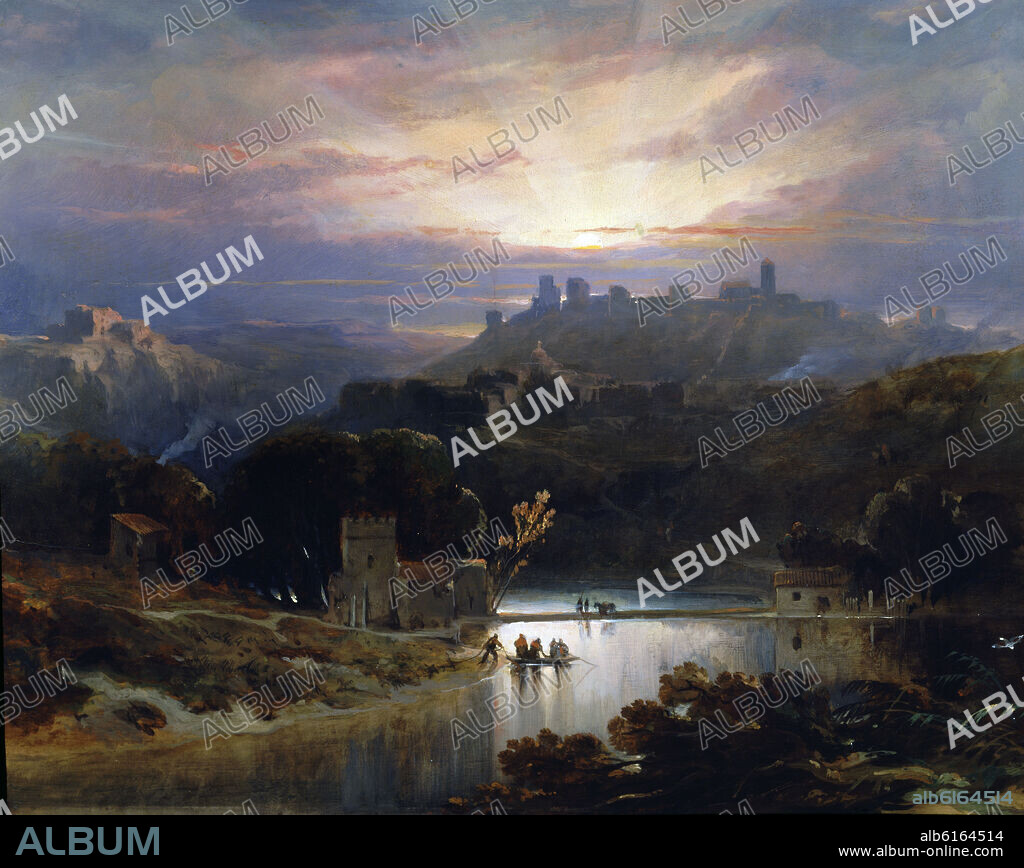 DAVID ROBERTS (1796-1864). EL CASTILLO DE ALCALA DE GUADAIRA - 1833 - OLEO/TABLA - 0,40X0,48 - PINTURA ROMANTICA.