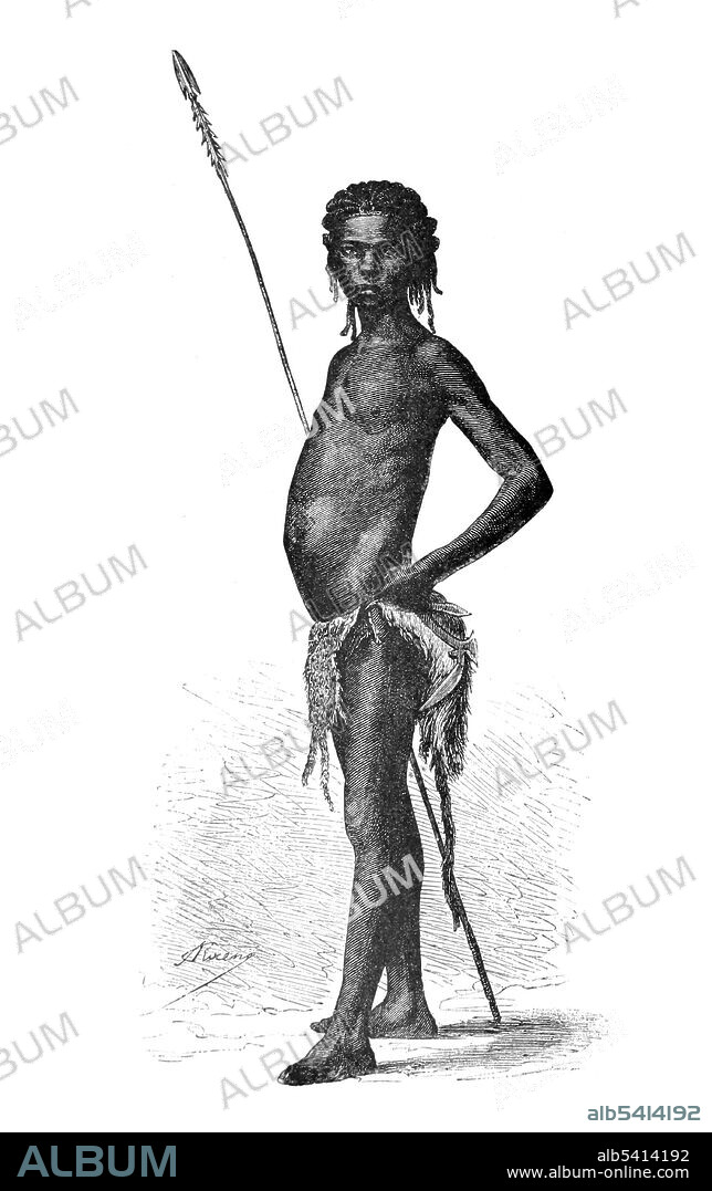 The Azande (Zande) are an ethnic group of Central Africa. The name Niam-Niam was frequently used by foreigners to refer to the Azande in the 18th and early 19th century. The types of houses that the Azande built were made from mud and grass, which they framed around wooden poles and thatched with grass. Each household was built around a courtyard so that they can gather and converse with each other. Africa illustrated by William. R. Smith; illustrated by the most eminent artists, 1889 (cropped and cleaned).