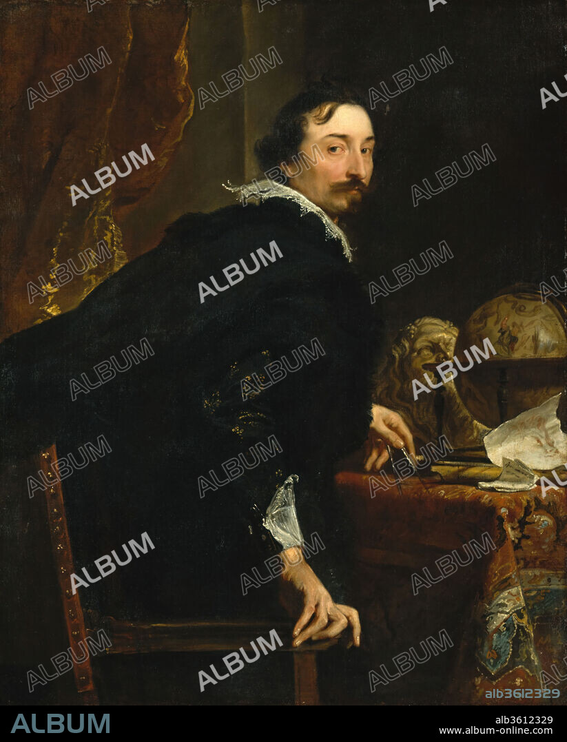 Lucas van Uffel (died 1637). Artist: Anthony van Dyck (Flemish, Antwerp 1599-1641 London). Dimensions: 49 x 39 5/8 in. (124.5 x 100.6 cm). Date: ca. 1622.
Van Uffel was a wealthy Flemish merchant who lived in Venice, where Van Dyck probably painted this portrait early in his Italian period (1621-27). In another portrait (Herzog Anton Ulrich-Museum, Brauschweig), Van Dyck shows the same sitter authoritatively posed before a view of ships sailing off a Mediterranean coast. Ours, by contrast, shows Van Uffel as a learned gentleman, with signs of his varied interests: dividers, a recorder, the bow of a viola da gamba, an antique head, a drawing, and a celestial globe.