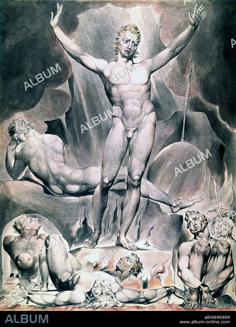 Satan Arousing the Rebel Angels by William Blake. British Romantic Writer and Painter and Illustrator. William Blake (November 28, 1757 - August 12, 1827) was an English poet, painter, engraver and printmaker. Though largely unrecognised during his lifetime, today Blake's work is almost universally considered that of a genius.- © TopFoto.