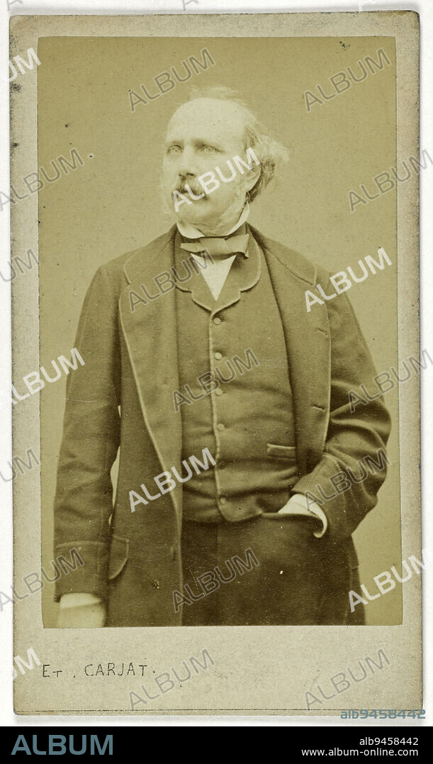 Portrait of Haureau (Jean-Barthélémy), (1812-1896), scholar and politician, Carjat & Cie, Photographer, Between 1860 and 1890, 2nd half of the 19th century, Photography, Graphic arts, Photography, Albumen paper print, Dimensions - Work: Height: 8.8 cm, Width: 5.4 cm, Dimensions: Height: 10.5 cm, Width: 6.1 cm.