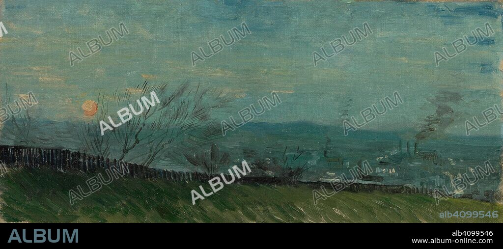 VINCENT VAN GOGH. Sunset in Montmartre. Date: February-March 1887, Paris. Dimensions: 21.5 cm x 46.4 cm, 32.1 cm x 57.3 cm.