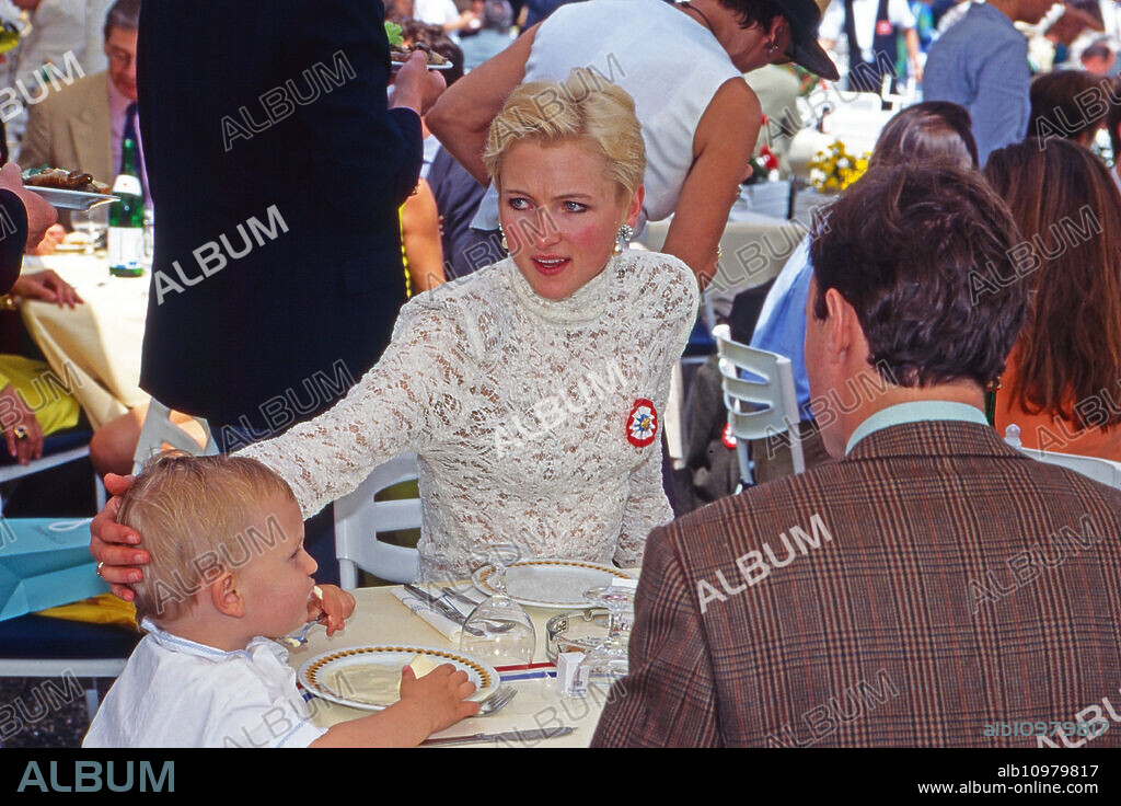 Marie Louise Lilly Princess von Schaumburg Lippe, nee von Sayn Wittgenstein Berleburg, with her son Heinrich Donatus ("Teddy"), Germany 1997.
