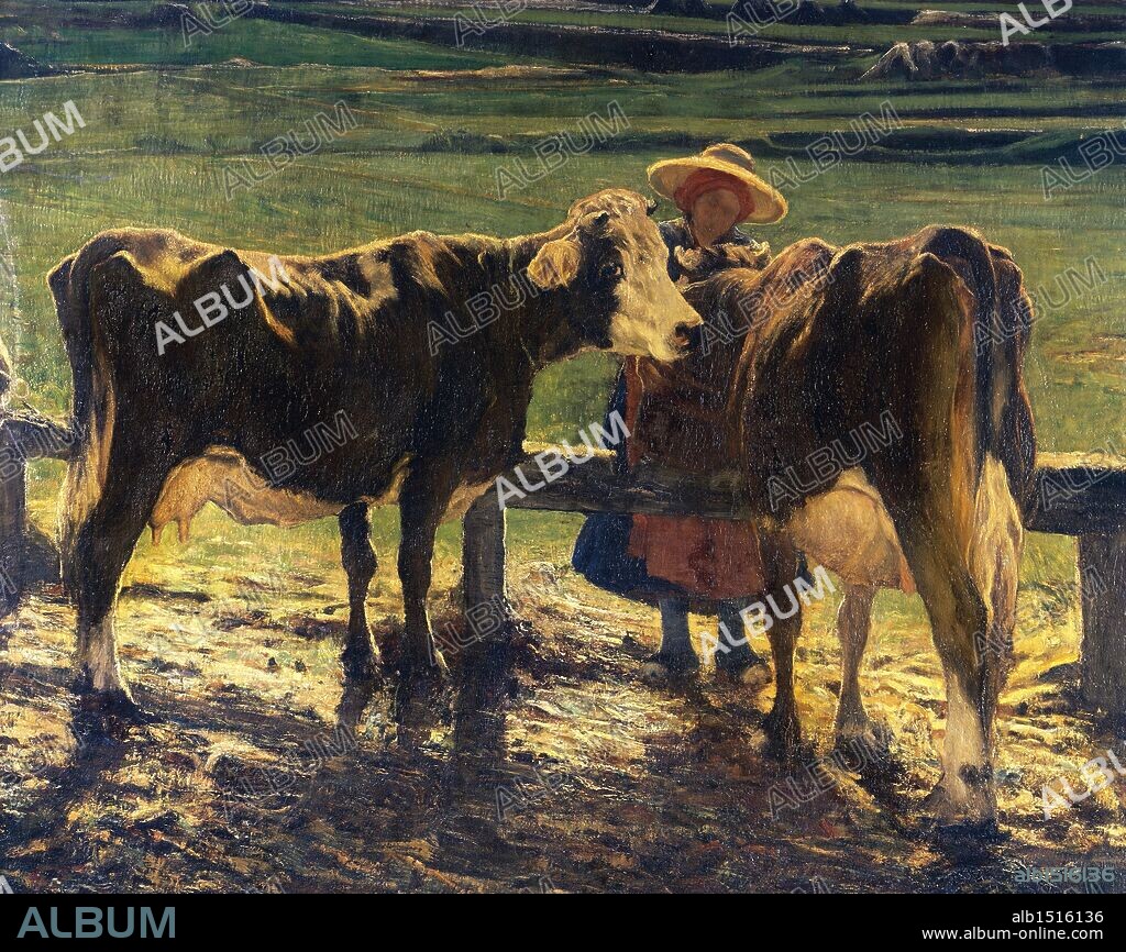 Giovanni Segantini (1858-1899), Alla Stanga (At the Bar), 1886, oil on canvas, 170x389 cm. Detail.