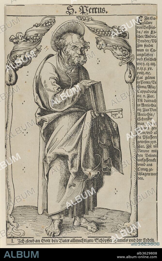 Peter from Christ, the Apostles and St. Paul. Artist: Lucas Cranach the Elder (German, Kronach 1472-1553 Weimar). Dimensions: Image: 13 7/16 × 8 7/16 in. (34.2 × 21.5 cm). Series/Portfolio: Christ, the Apostles and St. Paul.