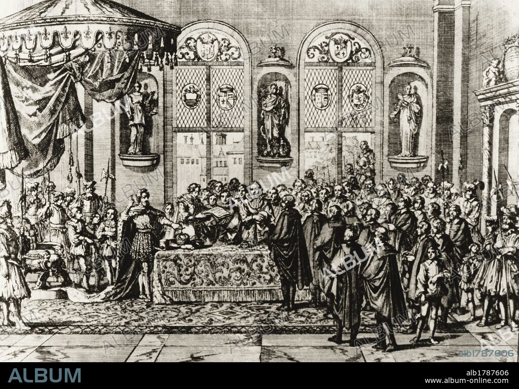 France. Paris. Edict of Nantes by King Henry IV, 30 April 1598. Ratification. Engraving.
