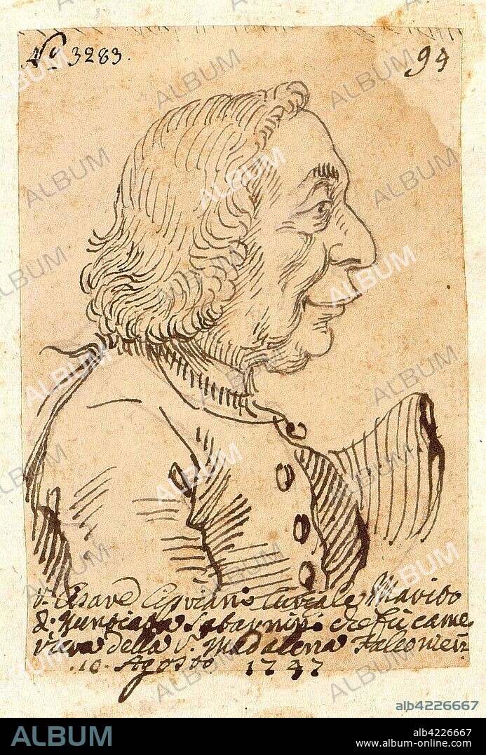 PIER LEONE GHEZZI. 'Caricature Head of an Old Man'. Italy, 1747. Dimensions: 10x6,9 cm.