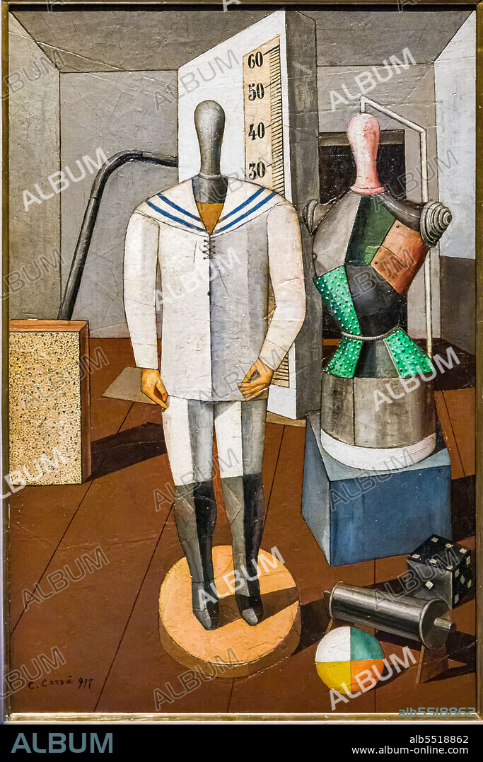 CARLO CARRÀ. Mother and Son, by Carlo Carrà, oil painting,1917.