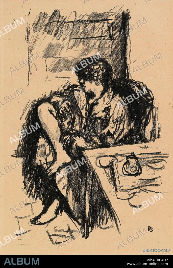 PIERRE BONNARD. Seated Woman Washing Herself (La toilette assise). Dimensions: 44.5 cm x 29.8 cm, 35.5 cm x 24.5 cm.