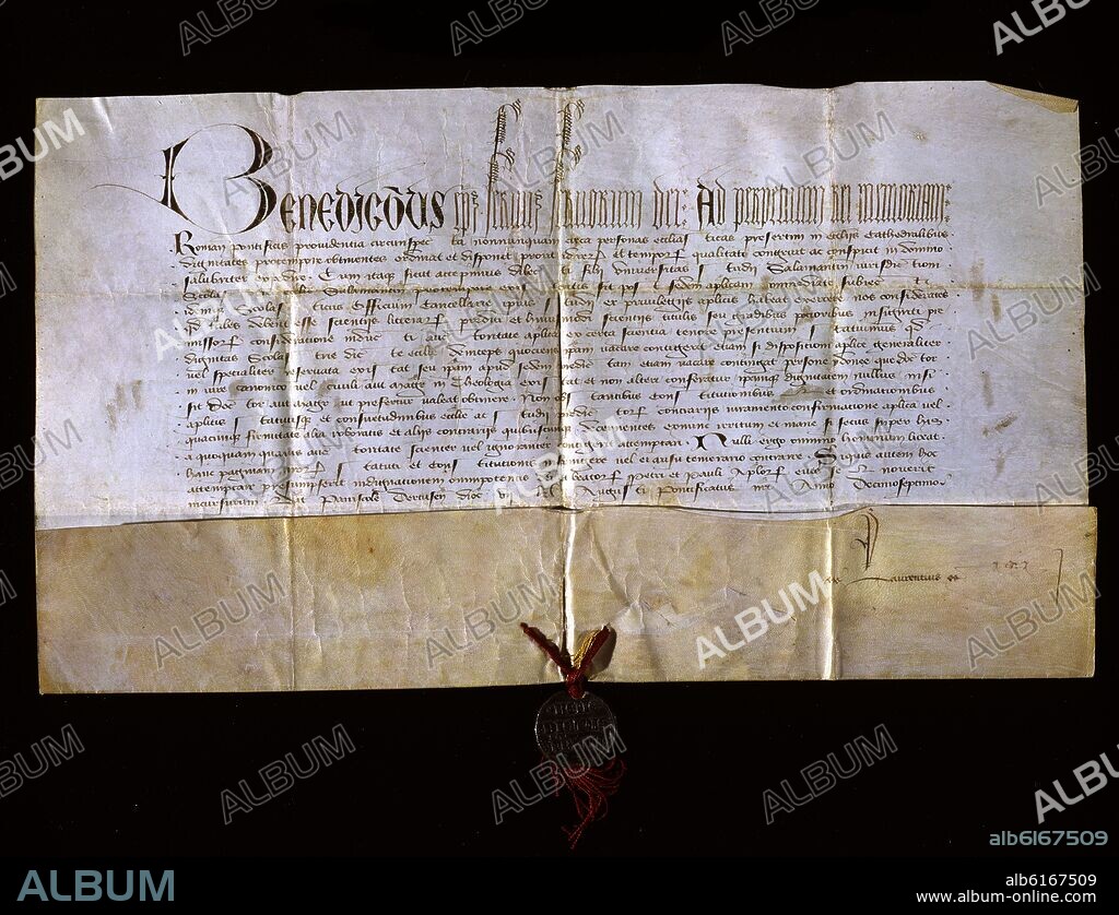 BULA DEL PAPA BENEDICTO XIII (PAPA LUNA) A LA UNIVERSIDAD DE SALAMANCA - SIGLO XV.
