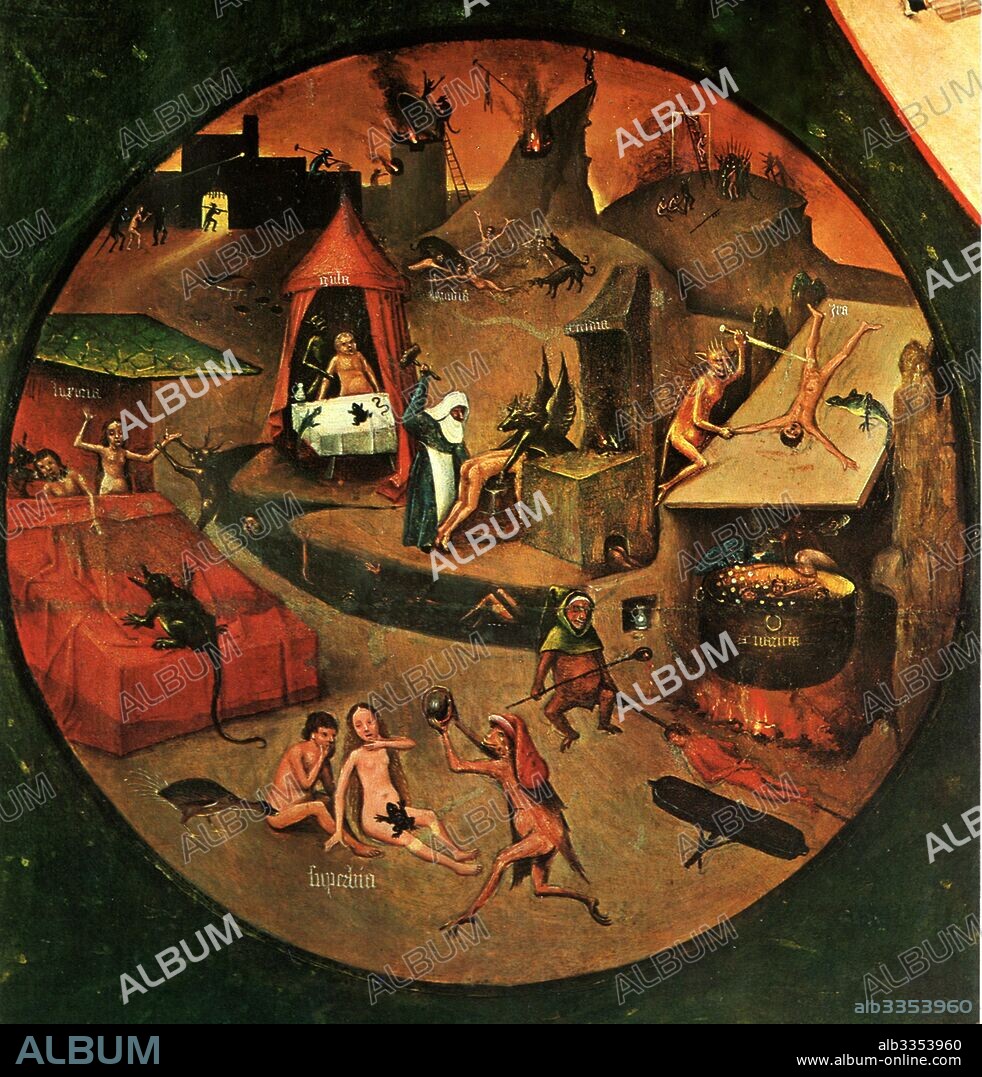 HIERONYMUS BOSCH. The Seven Deadly Sins and the Four Last Things. Detail.