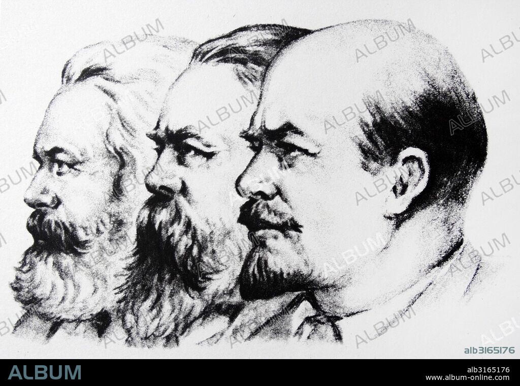Left to Right Karl Marx Friedrich Engels Vladimir Lenin.