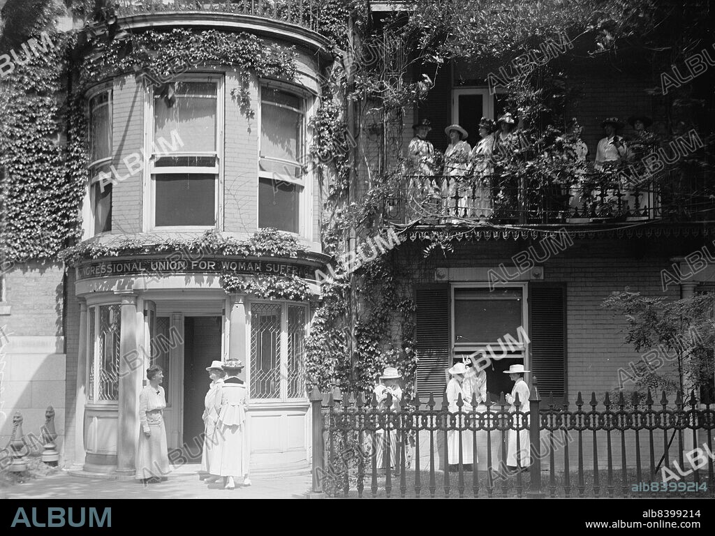 HARRIS & EWING. Cameron House, Later Part of Cosmos Club - Woman Suffrage, 1915. [Cameron House in Washington, DC, the offices of the Congressional Union for Woman Suffrage. Women in the United States gained the legal right to vote in 1920, with the passing of the 19th Amendment].