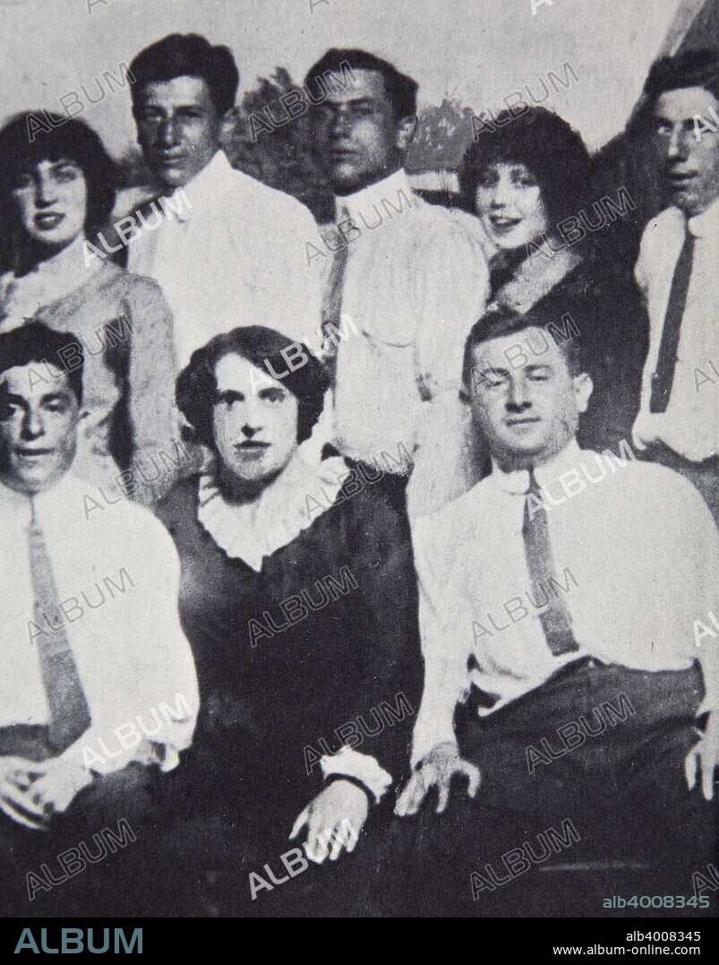 Members of the Lenox Avenue Gang at Coney Island, New York, USA, 1912. The Lenox Avenue Gang was one of the most violent New York organised crime gangs of the pre-Prohibition period. The four men in the photograph are Francesco Cirofici, Jacob Seidenschner, Louis Rosenberg and the gang's leader, Harry 'Gyp the Blood' Horowitz (1889-1914), They were later executed for the murder of Herman 'Beansie' Rosenthal, a prominent gambler and police informant, on 16 July 1912.