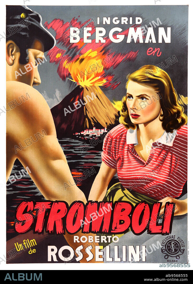 Poster de STROMBOLI, TIERRA DE DIOS, 1950 (STRÓMBOLI), dirigida por ROBERTO ROSSELLINI. Copyright RKO.