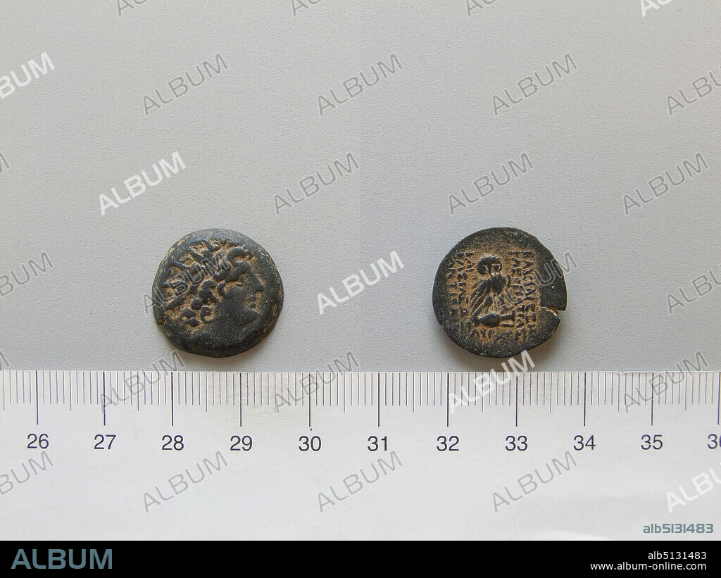Ruler: Cleopatra, Seleucid queen, 125121 B.C.Ruler: Antiochus VIII (Grypus), King of the Seleucid Empire, ruled 12596 B.C.Mint: Antioch, Coin of Antiochus VIII (Grypus), King of the Seleucid Kingdom; Cleopatra from Antioch, 125121 B.C., Copper, 5.70 g, 1:00, 18.9 mm, Made in Antioch, Syria, Greek, 2nd century B.C., Numismatics.