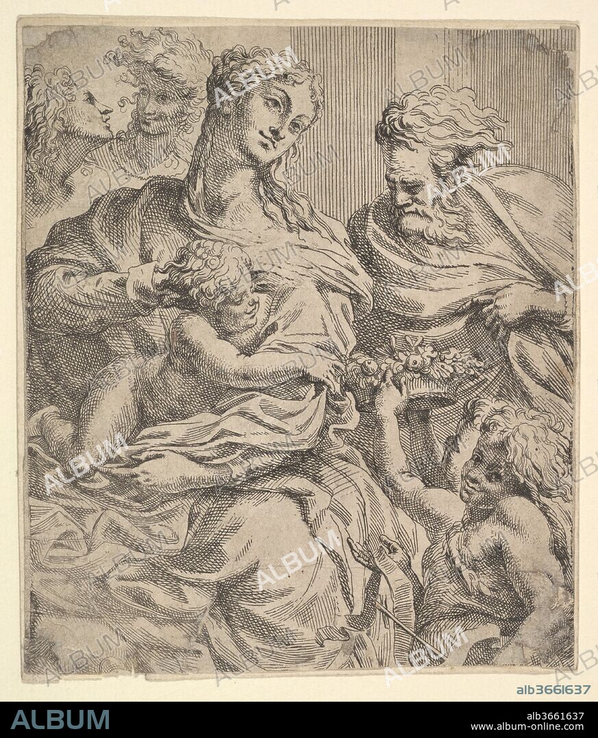 Holy Family. Artist: Anonymous, Italian, 17th century; After (?) Parmigianino (Girolamo Francesco Maria Mazzola) (Italian, Parma 1503-1540 Casalmaggiore). Dimensions: sheet: 6 1/8 x 5 1/4 in. (15.5 x 13.3 cm). Date: 17th century.