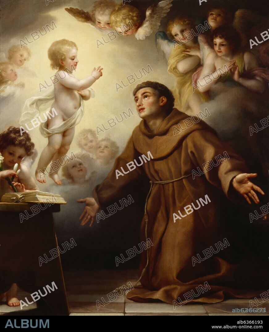 ANTON RAPHAEL MENGS. 'The Infant Christ Appearing to Saint Anthony of Padua', ca. 1765, Oil on canvas, 66.4 x 56.7 cm.