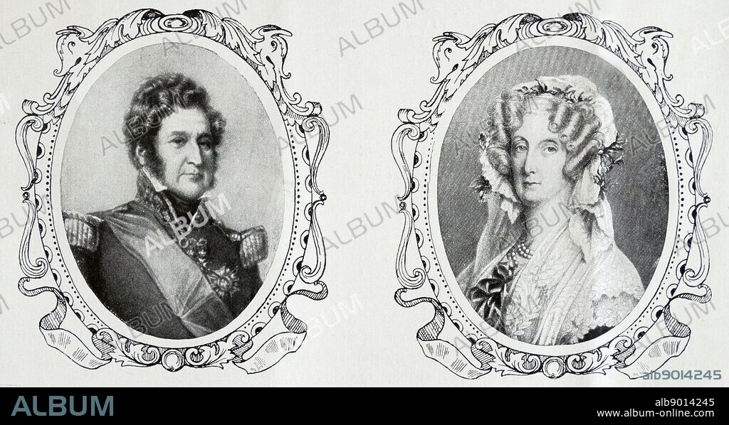 Portraits of King Louis Philippe and Queen Marie Amelie of France. Louis Philippe (6 October 1773 26 August 1850) was King of the French from 1830 to 1848 as the leader of the Orléanist party.