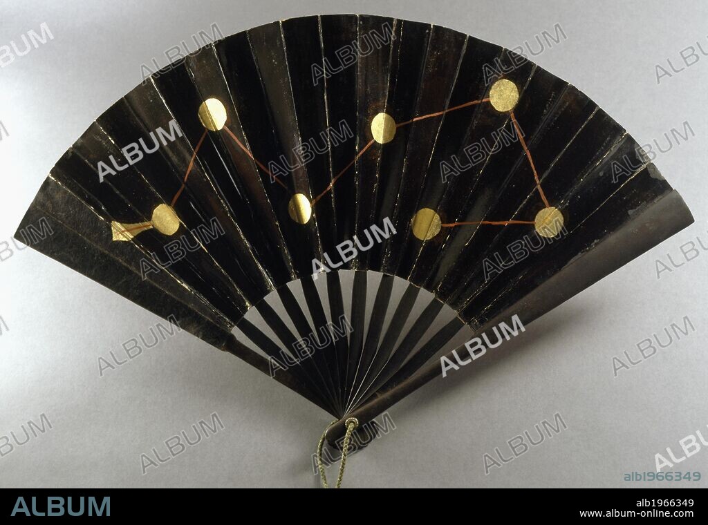 Gunsen, samurai fan to use in time of war, decorated with Pleiades on the constellation Taurus, iron, wood and lacquered paper, Japan. Japanese Civilisation, 19th century.