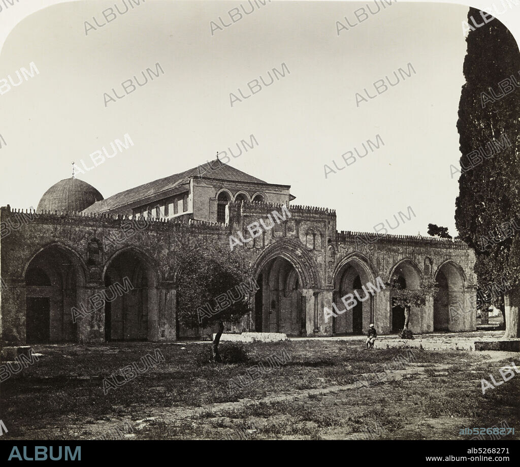 Interior of the Haram-ash-Sharif : a. Masjed-al-Aksa from the s.e. corner of the platform; b. north front of Masjed-al-Aksa, still image, Photographs, 1865, Wilson, Charles William, Sir (1836-1905), McDonald, James (1822-1885).