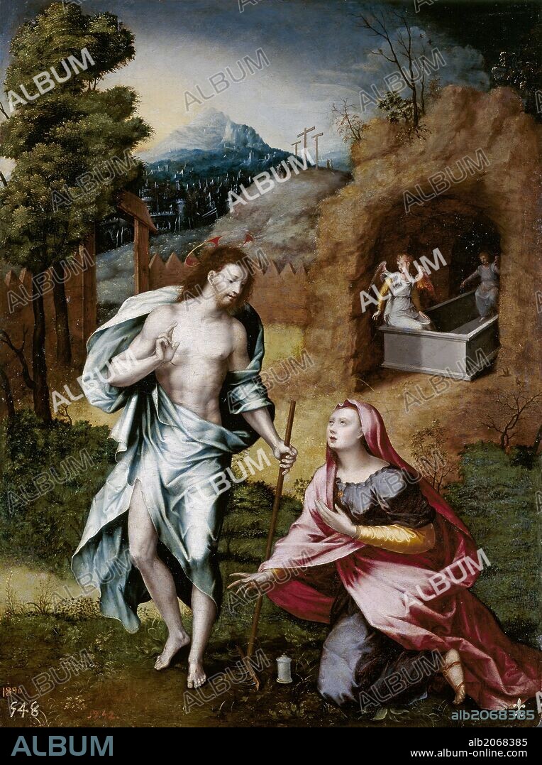 JERÓNIMO CÓSIDA. Jerónimo Vicente Vallejo Cósida / 'Noli me tangere', Hacia 1570, Escuela Española, Óleo sobre Tabla, 61 cm x 47 cm, P00523.