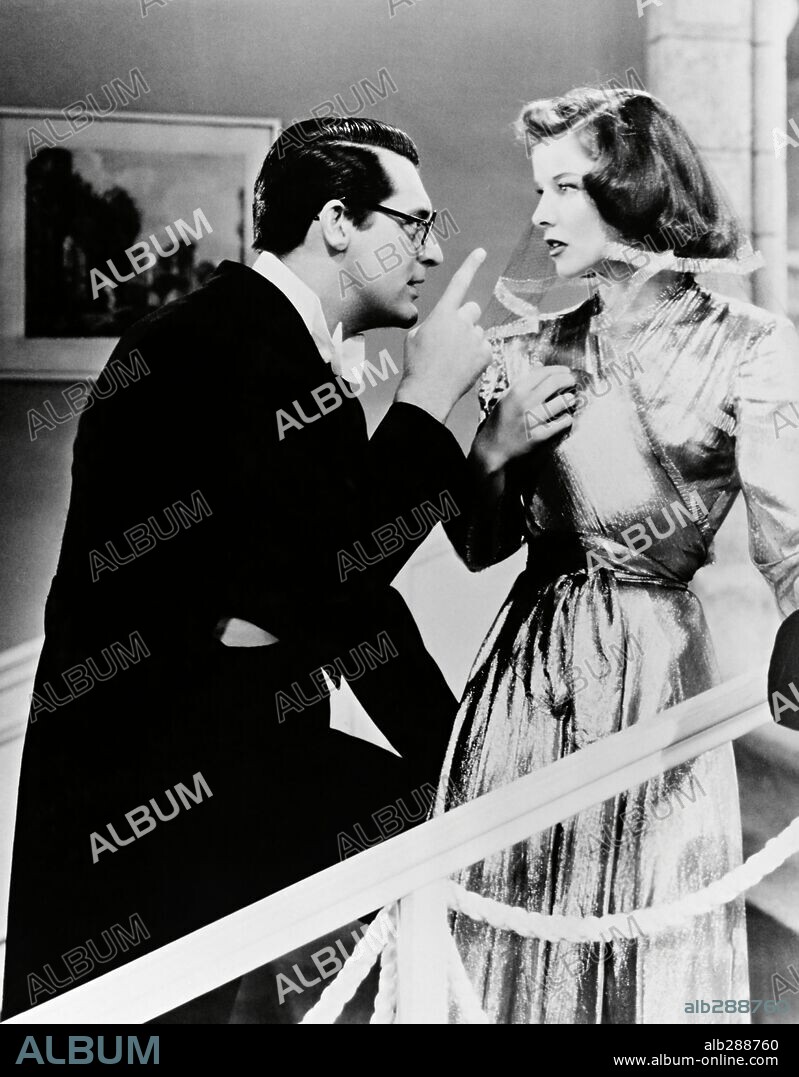 CARY GRANT and KATHARINE HEPBURN in BRINGING UP BABY, 1938, directed by HOWARD HAWKS. Copyright RKO.