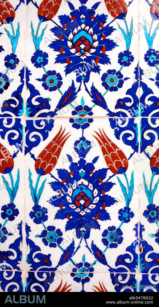 The Rustem Pasha Mosque was designed by Ottoman imperial architect Mimar Sinan for Grand Vizir Damat Rustem Pasha (husband of one of the daughters of Suleiman the Magnificent, Princess Mihrimah). Rustem Pasha died in July 1561 and the mosque was built after his death between 1561 and 1563. Inik ceramic ware, named after the town in western Anatolia where it was made, is a decorated ceramic that was produced from the last quarter of the 15th century until the end of the 17th century. Although tulips are generally associated with the Netherlands, commercial cultivation of the flower began in the Ottoman Empire. The tulip, or lale as it is also called in Iran and Turkey, is a flower indigenous to a vast area encompassing arid parts of Africa, Asia, and Europe. The word tulip, which earlier appeared in English in forms such as tulipa or tulipant, entered the language by way of French tulipe and its obsolete form tulipan or by way of Modern Latin tulipa, from Ottoman Turkish tulbend. The tulip is the national flower of Turkey.