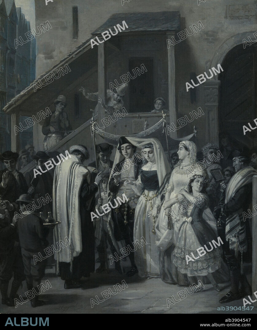 MORITZ DANIEL OPPENHEIM. The Wedding (Die Trauung). Date/Period: 1866. Painting. Oil on canvas Oil on canvas. Height: 660 mm (25.98 in); Width: 544 mm (21.41 in).