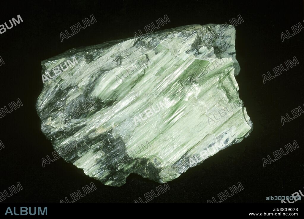 Serpentinite rock formed primarily of antigorite, a mineral formed by hydrothermal metamorphism.