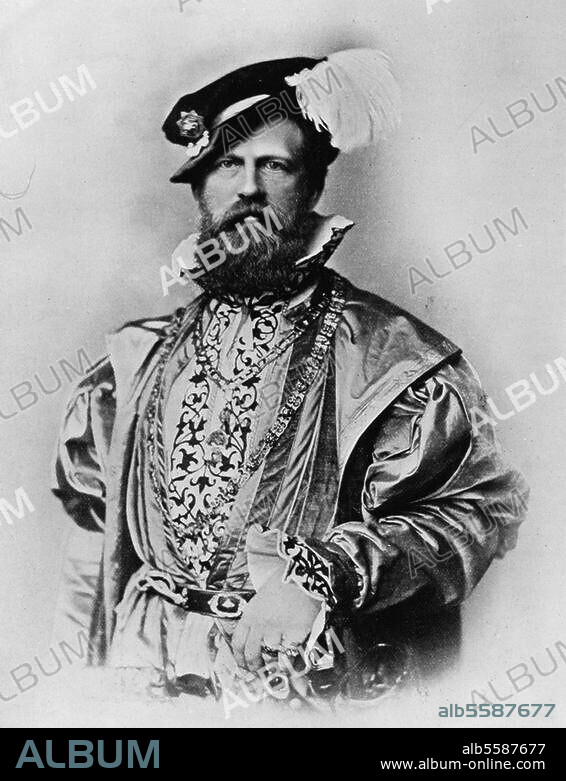 Frederick (Friedrich) III, German Emperor and King of Prussia; Potsdam (Germany) 18.10.1831 - ibid. 15.6.1888. Portrait as Crown Prince dressed as the Earl of Surrey for the festival "A Festival at the Court of the Medici" on 8 February 1875 in the Kronprinzliches Palais. Photo.