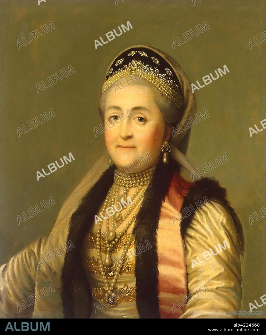 ERICKSEN, VIGILIUS (AFTER). 'Portrait of Catherine II Wearing a Kokoshnik (Woman's Headdress). Copy'. Denmark, 1830s. Dimensions: 70x60 cm.